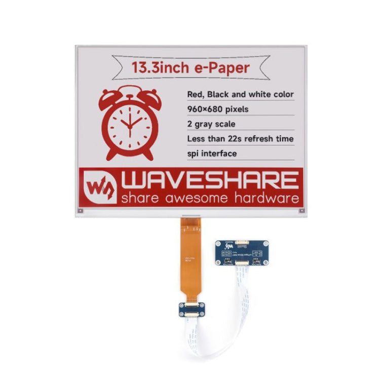 Waveshare 13.3inch 960��680 Pixels SPI Communication E-Ink Display, Spec: Module Version - free shipping - PMc TechLife - Order now!