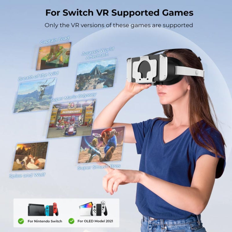 DEVASO Compatible With Switch / Switch OLED Display Game Console HD 3D VR Glasses Headband Adjustment Accessories(Black White) - VR Headset by PMC Jewellery | Online Shopping South Africa | PMC Jewellery | Buy Now Pay Later Mobicred