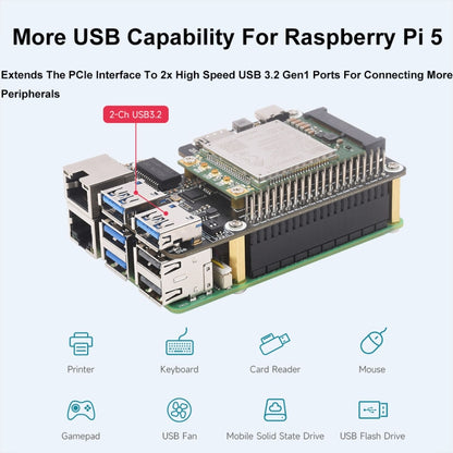 Waveshare For Raspberry Pi 5 PCIe to MiniPCIe / Gigabit Ethernet / USB 3.2 Gen1 HAT, Spec: SIM7600G-H - Raspberry Pi Accessories by Waveshare | Online Shopping South Africa | PMC Jewellery | Buy Now Pay Later Mobicred