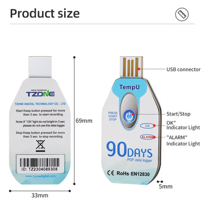 TempU Disposable Temperature Recorder For Cold Chain Transport Vehicles(30 Days) - Thermostat & Thermometer by TempU | Online Shopping South Africa | PMC Jewellery | Buy Now Pay Later Mobicred