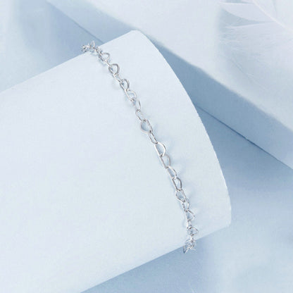 S925 Sterling Silver Platinum-plated Heart Buckle Anklet(BST007) - Anklets by PMC Jewellery | Online Shopping South Africa | PMC Jewellery | Buy Now Pay Later Mobicred