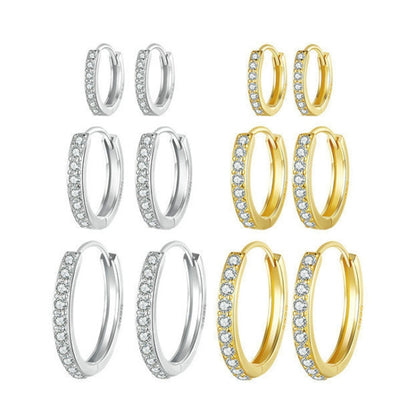 S925 Sterling Silver Gold-plated Silver Hoop Earrings Ear Ornaments, Color: Silver M - Stud Earrings & Earrings by PMC Jewellery | Online Shopping South Africa | PMC Jewellery | Buy Now Pay Later Mobicred