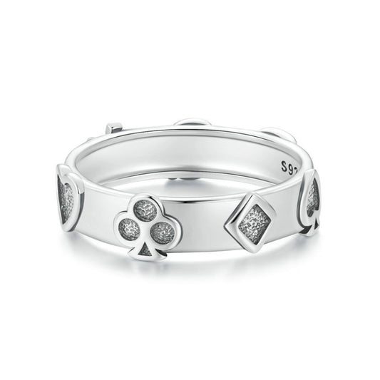 S925 Sterling Silver Playing Card Ring(No.6) - Rings by PMC Jewellery | Online Shopping South Africa | PMC Jewellery | Buy Now Pay Later Mobicred