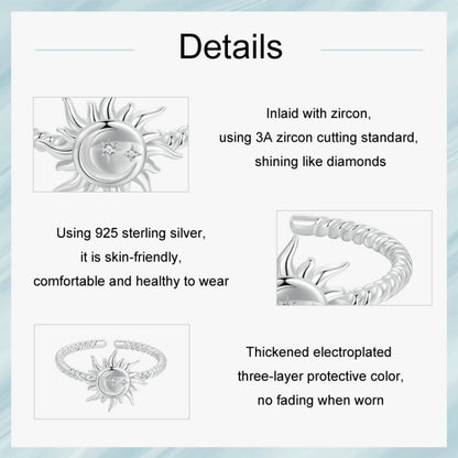 S925 Sterling Silver Warm Sun Adjustable Open Ring(SCR1038-E) - Rings by PMC Jewellery | Online Shopping South Africa | PMC Jewellery | Buy Now Pay Later Mobicred