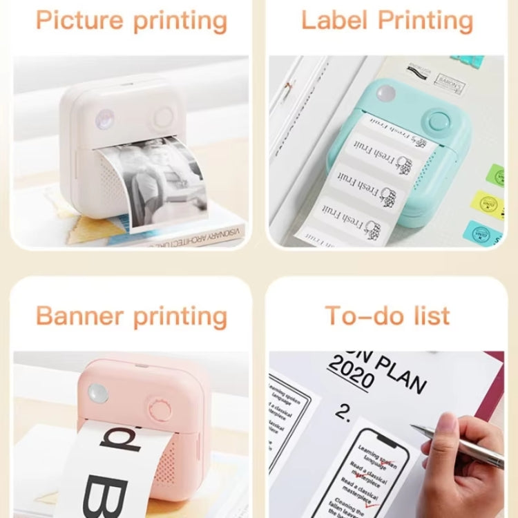 200DPI Mini Label Printer Thermal Inkless Black And White Printer With 1 Roll Printing Paper(Blue) - Printer by PMC TechLife | Online Shopping South Africa | PMC TechLife | Buy Now Pay Later Mobicred