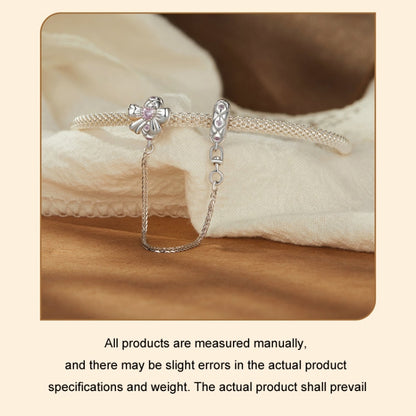 S925 Sterling Silver Platinum-Plated Romantic Bow Safety Chain DIY Beaded Accessories(BSC1053) - Jewelry Accessories by PMC Jewellery | Online Shopping South Africa | PMC Jewellery | Buy Now Pay Later Mobicred