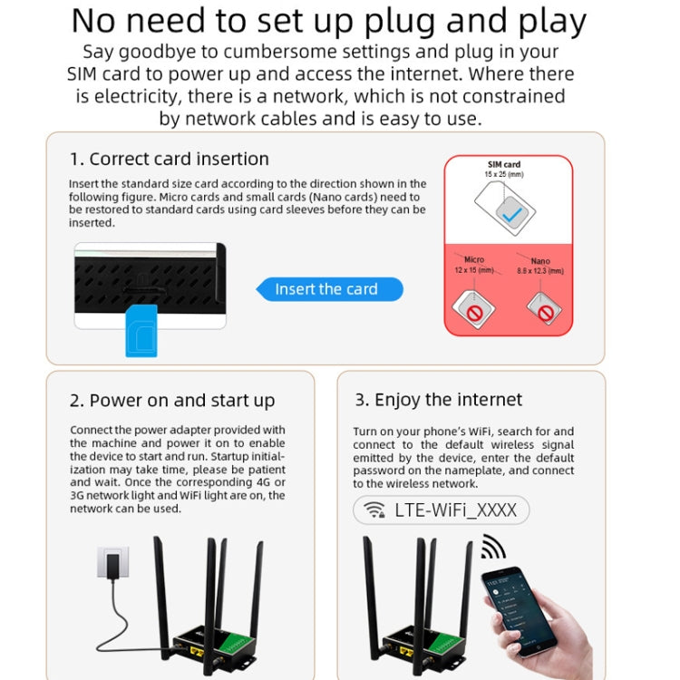 4G Wireless Plug-in Router Detachable Extension Antenna LTE Monitoring Network WiFi Hotspot, EU Plug(Black) - Wireless Routers by PMC TechLife | Online Shopping South Africa | PMC TechLife | Buy Now Pay Later Mobicred