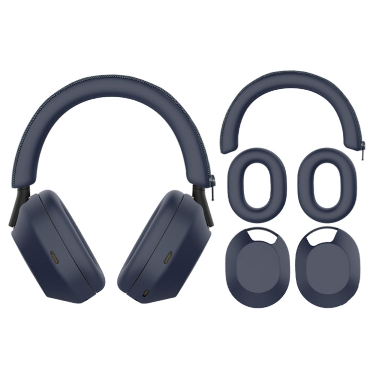 For Sony WH-1000XM5 Bluetooth Headset + Headband + Earmuff Protective Cover(3-in-1 Dark Blue) - Earmuff & Pad by PMC Jewellery | Online Shopping South Africa | PMC Jewellery | Buy Now Pay Later Mobicred