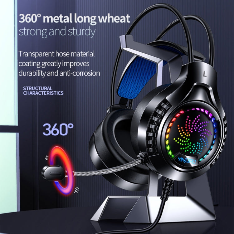 YINDIAO Q7 Colorful Light Computer Wired Headset USB Gaming Headset USB7.1 Sound Card White - Multimedia Headset by YINDIAO | Online Shopping South Africa | PMC TechLife | Buy Now Pay Later Mobicred
