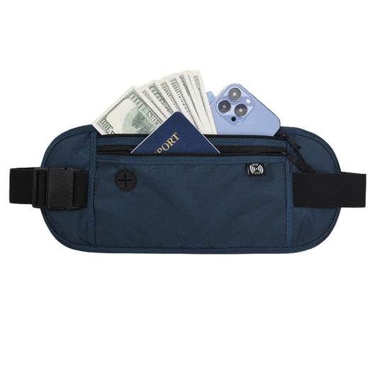 Sports Running Waist Pack Outdoor Fitness Large Capacity RFID Blocking Wallet Waterproof Phone Waist Bag(Dark Blue) - Waist Bags by PMC Jewellery | Online Shopping South Africa | PMC Jewellery | Buy Now Pay Later Mobicred