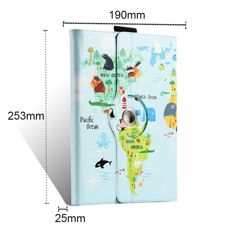 For UMIDIGI G1 Tab 10-11 inch Universal 360 Degree Rotation Leather Tablet Case(Blue Map) - Others by PMC TechLife | Online Shopping South Africa | PMC TechLife | Buy Now Pay Later Mobicred