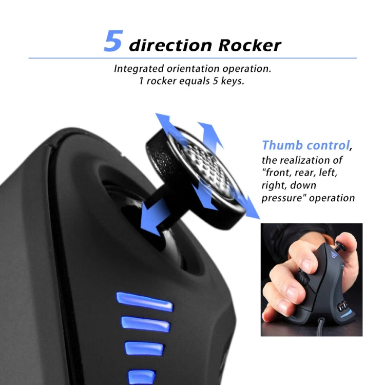 ZELOTES C18 11-Keys RGB Vertical Grip Ergonomic Joystick Programming Gaming Wired Mouse(Black) - Wired Mice by ZELOTES | Online Shopping South Africa | PMC TechLife | Buy Now Pay Later Mobicred