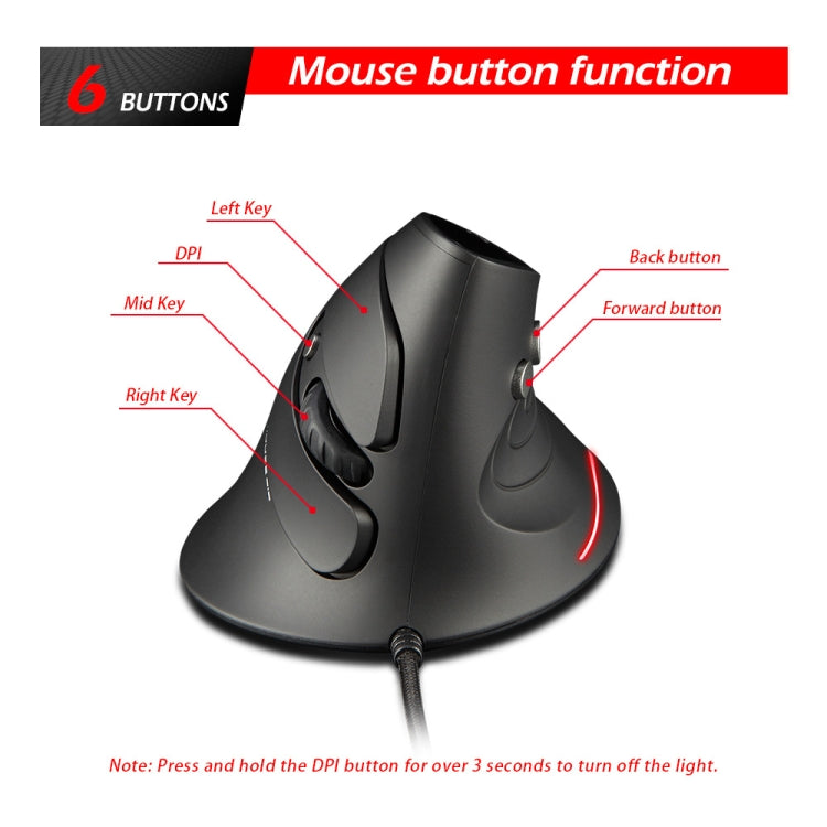 ZELOTES T30 6-keys Vertical Grip Detachable Ergonomic Wired Mouse(7-color Breathing Light) - free shipping - PMC TechLife - Order now!