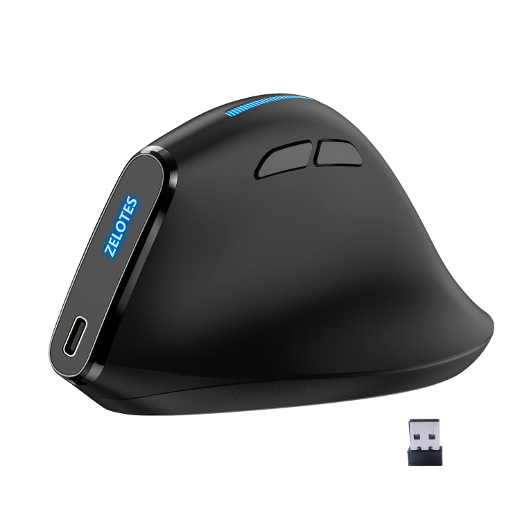 ZELOTES F36A 6-Buttons Vertical Grip Ergonomic Rechargeable Wireless Mouse(Black) - Wireless Mice by ZELOTES | Online Shopping South Africa | PMC TechLife | Buy Now Pay Later Mobicred