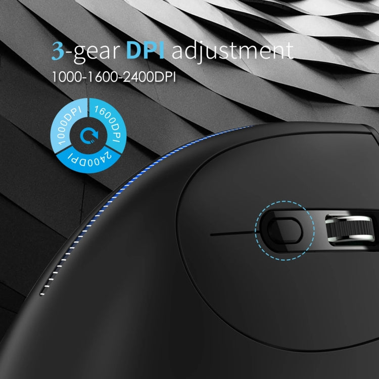 ZELOTES F36A 6-Buttons Vertical Grip Ergonomic Rechargeable Wireless Mouse(Black) - Wireless Mice by ZELOTES | Online Shopping South Africa | PMC TechLife | Buy Now Pay Later Mobicred