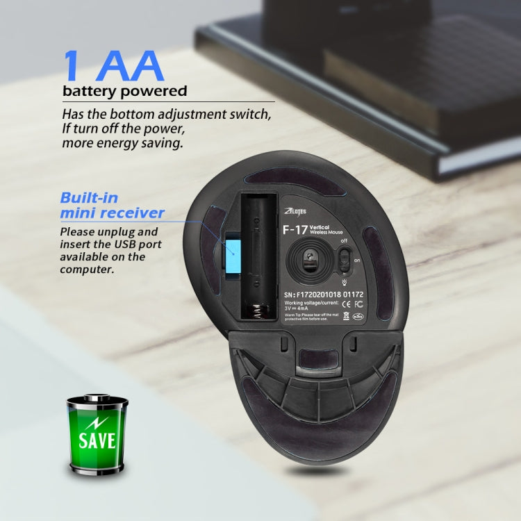 ZELOTES F17 6-buttons Vertical Grip Ergonomic Wireless Mouse(Black) - free shipping - PMC TechLife - Order now!