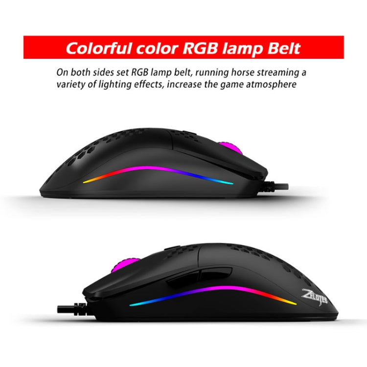 ZELOTES C7 7-buttons RGB Lighting Hollow Computer Office Wired Mouse(Black) - free shipping - PMC TechLife - Order now!