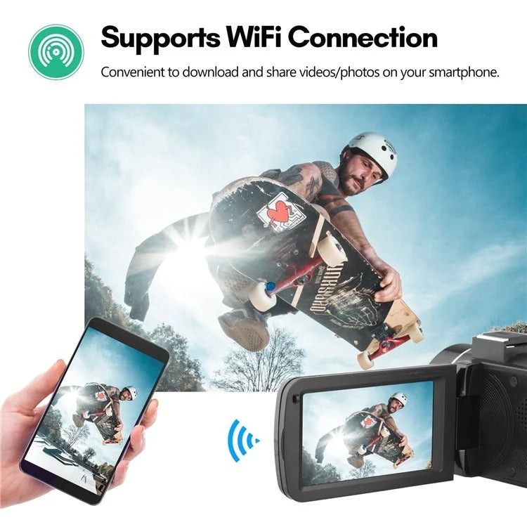 4K  Digital Video Camera 3 Inch IPS Touch Screen 56MP 18X Digital Zoom WiFi Camcorder, Spec: Set 2 - Video Cameras by PMC TechLife | Online Shopping South Africa | PMC TechLife | Buy Now Pay Later Mobicred