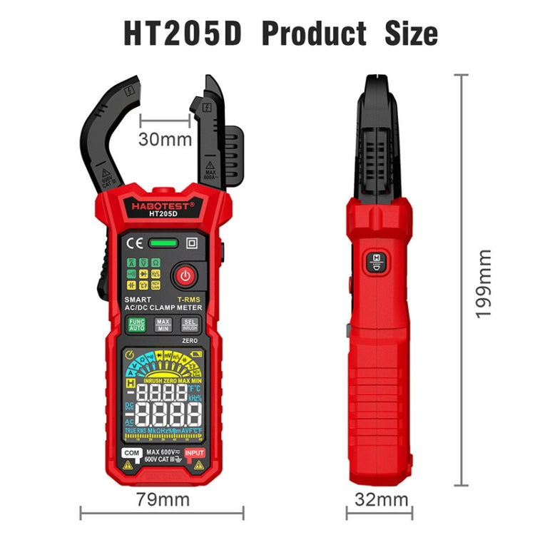 HABOTEST HT205D Clamp Intelligent Anti-Burning Multi-Function High Precision Digital Multimeter(Black Red) - free shipping - PMC TechLife - Order now!