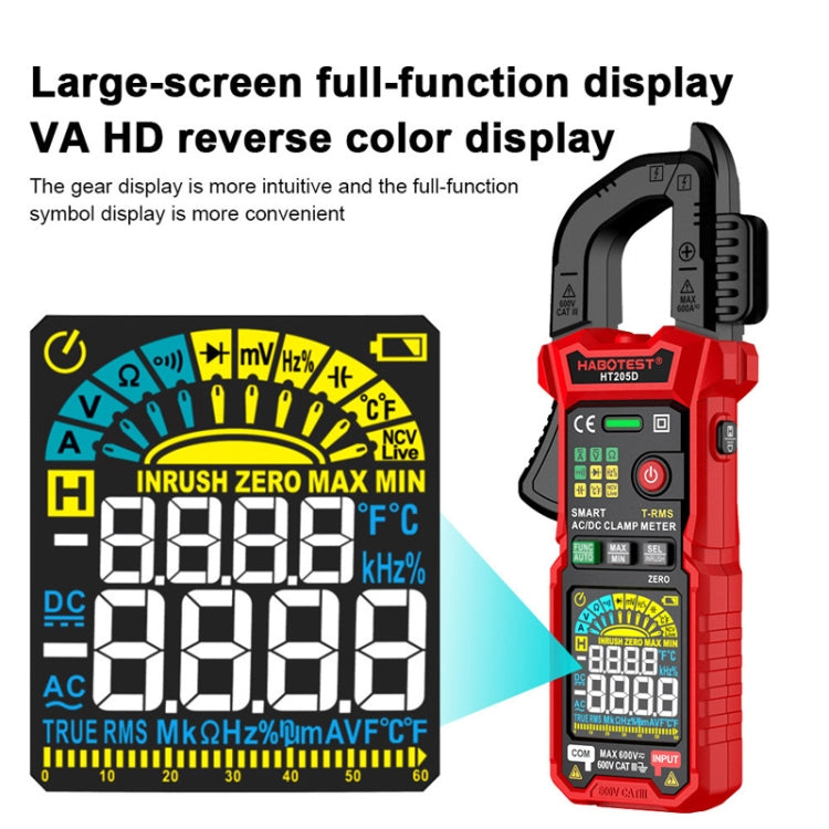 HABOTEST HT205D Clamp Intelligent Anti-Burning Multi-Function High Precision Digital Multimeter(Black Red) - free shipping - PMC TechLife - Order now!