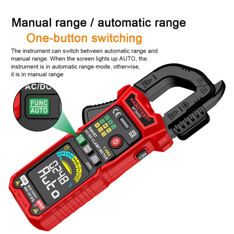 HABOTEST HT205D Clamp Intelligent Anti-Burning Multi-Function High Precision Digital Multimeter(Black Red) - free shipping - PMC TechLife - Order now!