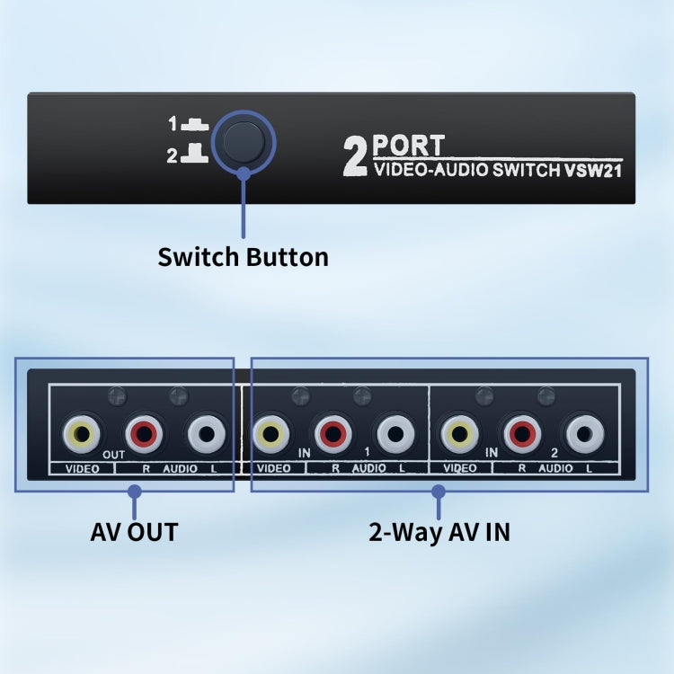 VSW21 AV 2 In 1 Out Audio Switcher RCA Audio Selector Box - free shipping - PMC TechLife - Order now!