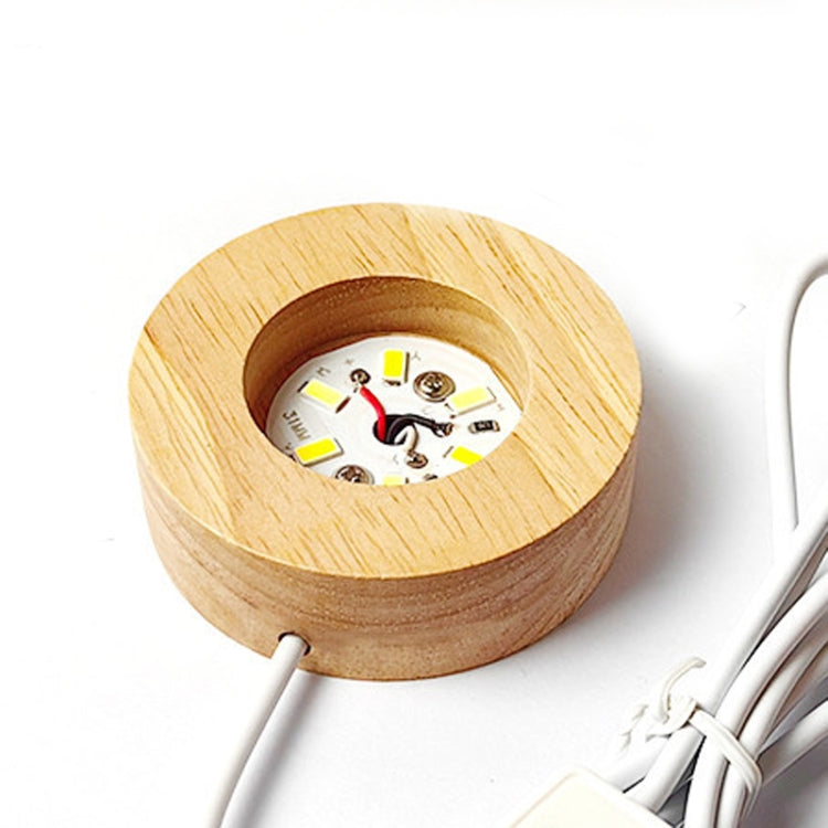 LED Light Solid Wood Luminous Base for Resin Art Acrylic Glass Lights Round 6x2cm(Three-color Light) - free shipping - PMc TechLife - Order now!