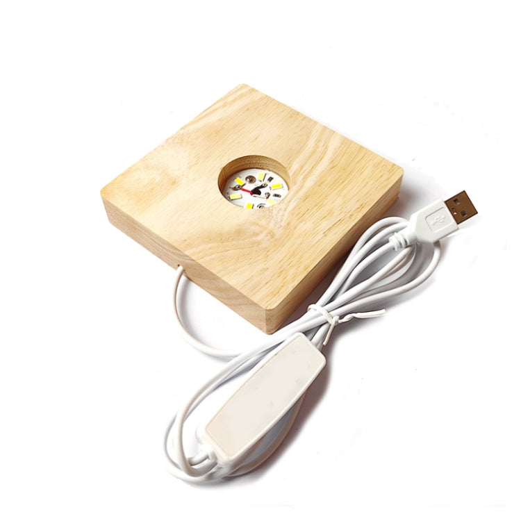 LED Light Solid Wood Luminous Base for Resin Art Acrylic Glass Lights Square 8x2cm(White Light) - free shipping - PMc TechLife - Order now!