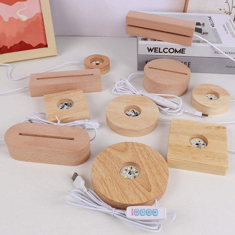 LED Light Solid Wood Luminous Base for Resin Art Acrylic Glass Lights Rectangular Slot 20cm(Three-color Light) - free shipping - PMc TechLife - Order now!
