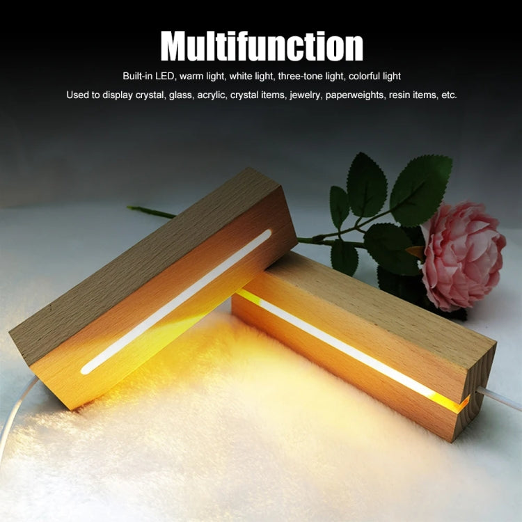 LED Light Solid Wood Luminous Base for Resin Art Acrylic Glass Lights Round 6x2cm(Three-color Light) - free shipping - PMc TechLife - Order now!