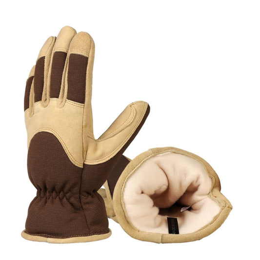 Deerskin Leather Thick Thermal Gloves for Working in Cold Weather, Size: M - Full Finger Gloves by PMC Jewellery | Online Shopping South Africa | PMC Jewellery | Buy Now Pay Later Mobicred