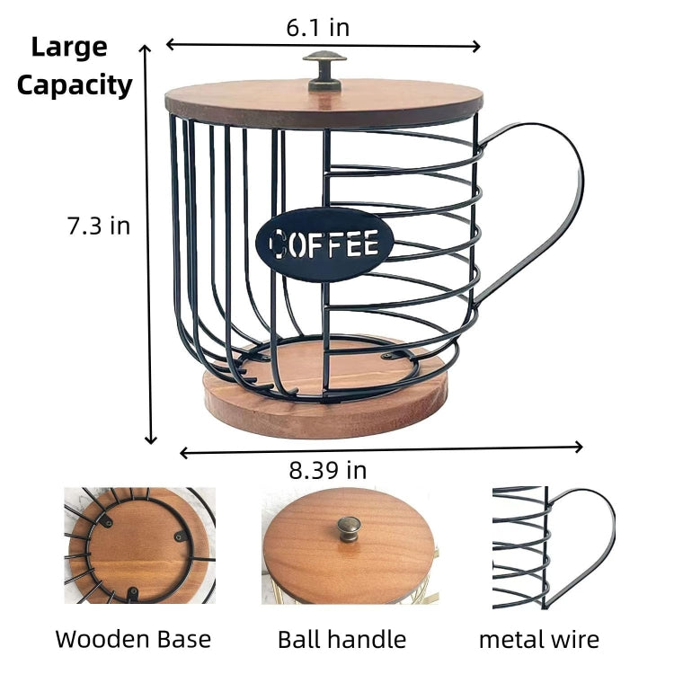 Coffee Companion Storage Rack Cup-Shaped Kitchen Storage Basket, Color: Gold with Words - free shipping - PMC TechLife - Order now!