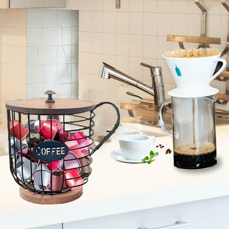 Coffee Companion Storage Rack Cup-Shaped Kitchen Storage Basket, Color: Gold No Words + Lid - free shipping - PMC TechLife - Order now!
