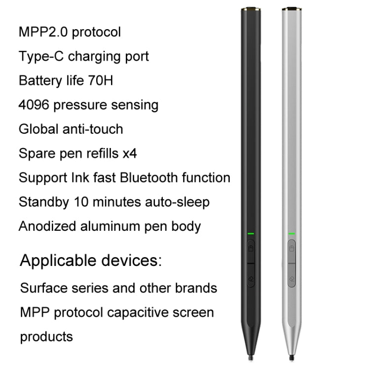 C582S For Microsoft Surface Stylus Pen Anti-Mistouch 4096 Pressure Sensitive Touch Pen Support lnk Bluetooth Function(Silver) - Stylus Pen by PMC TechLife | Online Shopping South Africa | PMC TechLife | Buy Now Pay Later Mobicred