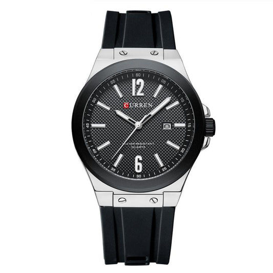 Curren Calendar Silicone Strap Casual Men Watch, Color: White Black - Silicone Strap Watches by Curren | Online Shopping South Africa | PMC Jewellery | Buy Now Pay Later Mobicred