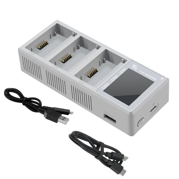 For DJI Mini 4 Pro / Mini 3 Pro / Mini 3 YX Color Screen 3-Way Charger Battery Manager Without Plug - free shipping - PMC TechLife - Order now!