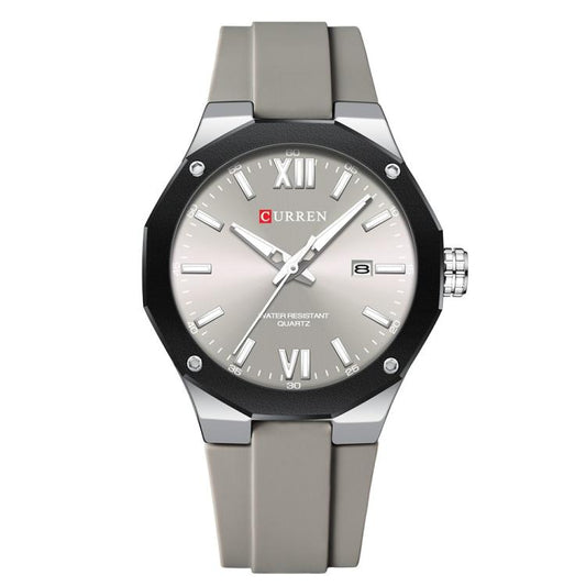 Curren Calendar Silicone Strap Casual Men Watch(White Gray) - Silicone Strap Watches by Curren | Online Shopping South Africa | PMC Jewellery | Buy Now Pay Later Mobicred