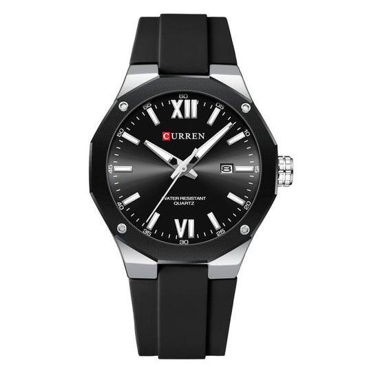 Curren Calendar Silicone Strap Casual Men Watch(White Black) - Silicone Strap Watches by Curren | Online Shopping South Africa | PMC Jewellery | Buy Now Pay Later Mobicred