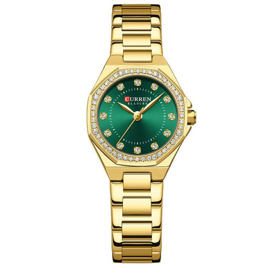 Curren Casual Steel Strap Luminous Women Watch, Color: Gold Green - Metal Strap Watches by Curren | Online Shopping South Africa | PMC Jewellery | Buy Now Pay Later Mobicred