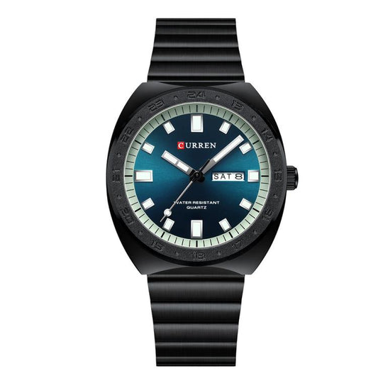 Curren Calendar Steel Strap Business Quartz Men Watch(Black Blue) - Alloy Watches by Curren | Online Shopping South Africa | PMC Jewellery | Buy Now Pay Later Mobicred