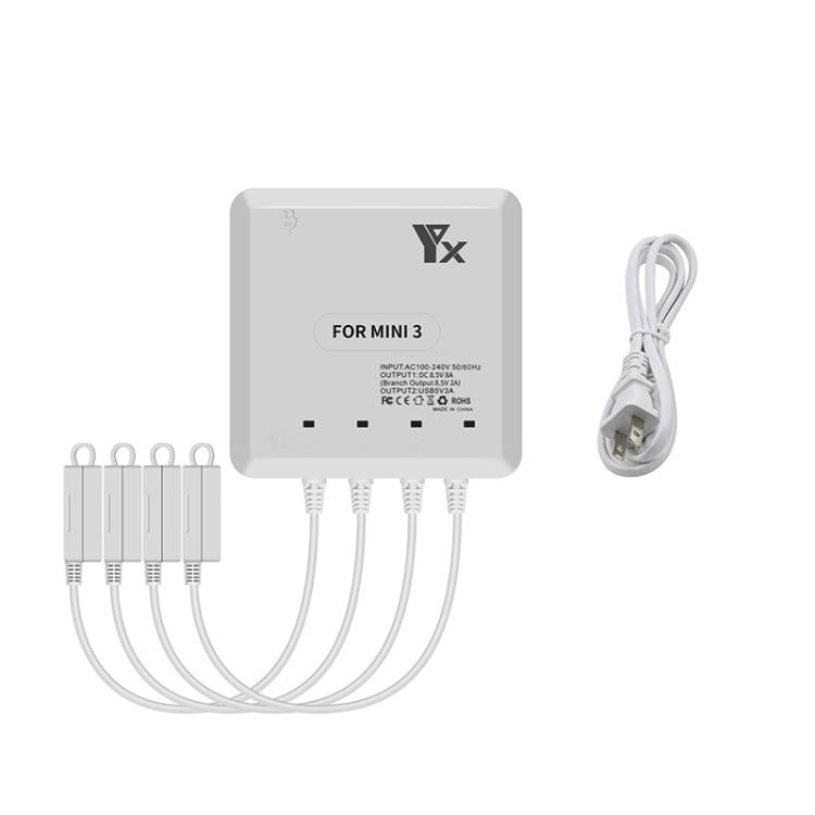 For DJI Mini 4 Pro / Mini 3 Pro / Mini 3 Drone YX 4-way Charger Battery Butler US Plug - free shipping - PMC TechLife - Order now!