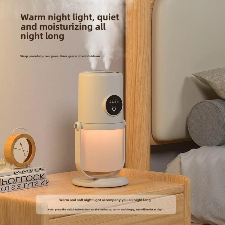 Desktop Dual Port Humidifier Portable Mini Air Purifier With Nightlight, Color: Beige - free shipping - PMC TechLife - Order now!