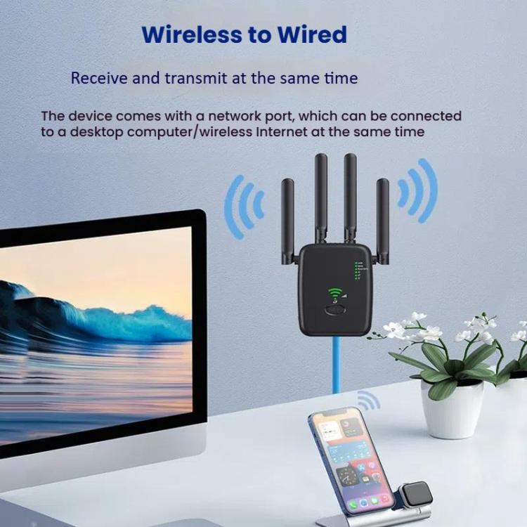 Urant U11 300Mbps 2.4G Wireless Repeater WiFi Signal Amplifier Support WPS Quick Setting UK Plug Black - Broadband Amplifiers by Urant | Online Shopping South Africa | PMC TechLife | Buy Now Pay Later Mobicred
