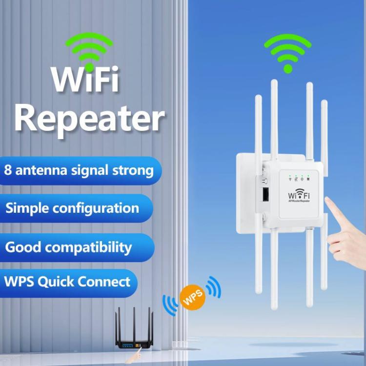 U18 300Mbps 2.4G Wireless Repeater WiFi Signal Amplifier With 8 Antennas EU Plug White - Broadband Amplifiers by PMC TechLife | Online Shopping South Africa | PMC TechLife | Buy Now Pay Later Mobicred