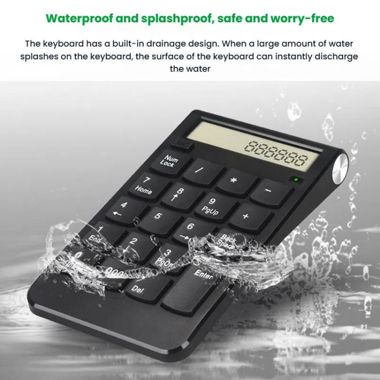 2.4G Dual-Mode Display Digital Keypad Cashier Office Computer Rechargeable Wireless Keyboard - Mini Keyboard by PMC TechLife | Online Shopping South Africa | PMC TechLife | Buy Now Pay Later Mobicred