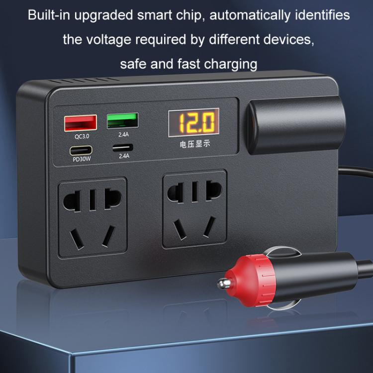 12V24V To 220V Car Multi-Function Inverter Socket Fast Charger(With Digital Display) - Others by PMc TechLife | Online Shopping South Africa | PMc TechLife | Buy Now Pay Later Mobicred
