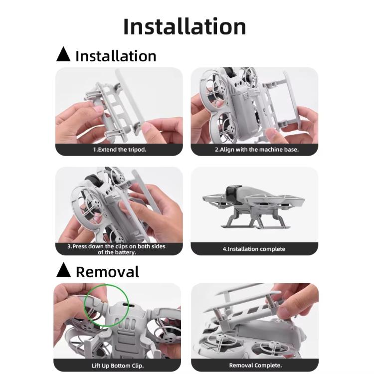 For DJI Neo BRDRC NEO021 Boosting Kickstand Drone Landing Gear Folding Sled Kickstand(Gray) - free shipping - PMC TechLife - Order now!