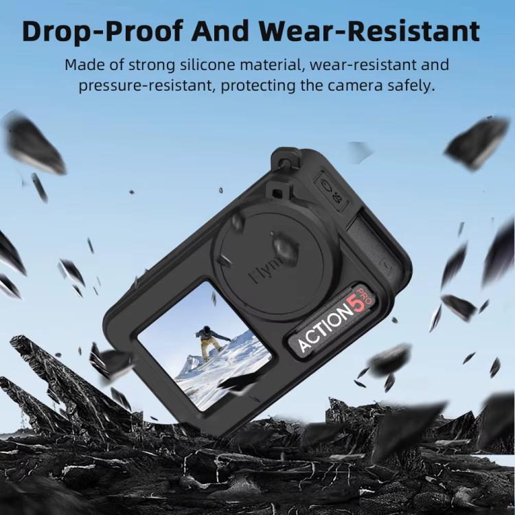 For DJI Osmo Action 3 / 4 / 5 Pro Flymile Silicone Cover Sport Camera Lens Drop Cases(Gray) - free shipping - PMC TechLife - Order now!