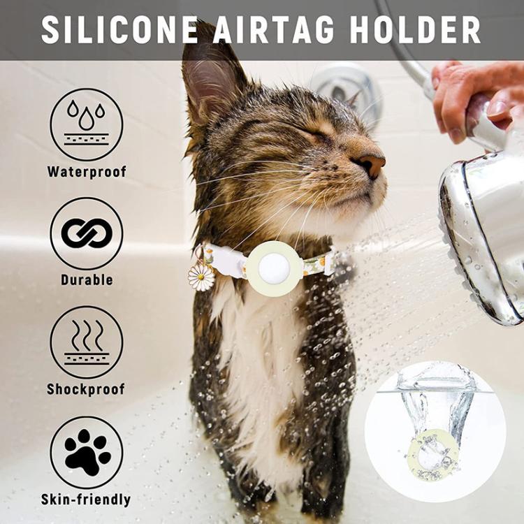 For AirTag Tracker Silicone Cover Small Daisy Pet Collar Dog Collar With Bell And Front Back Film(Yellow) - free shipping - PMC TechLife - Order now!