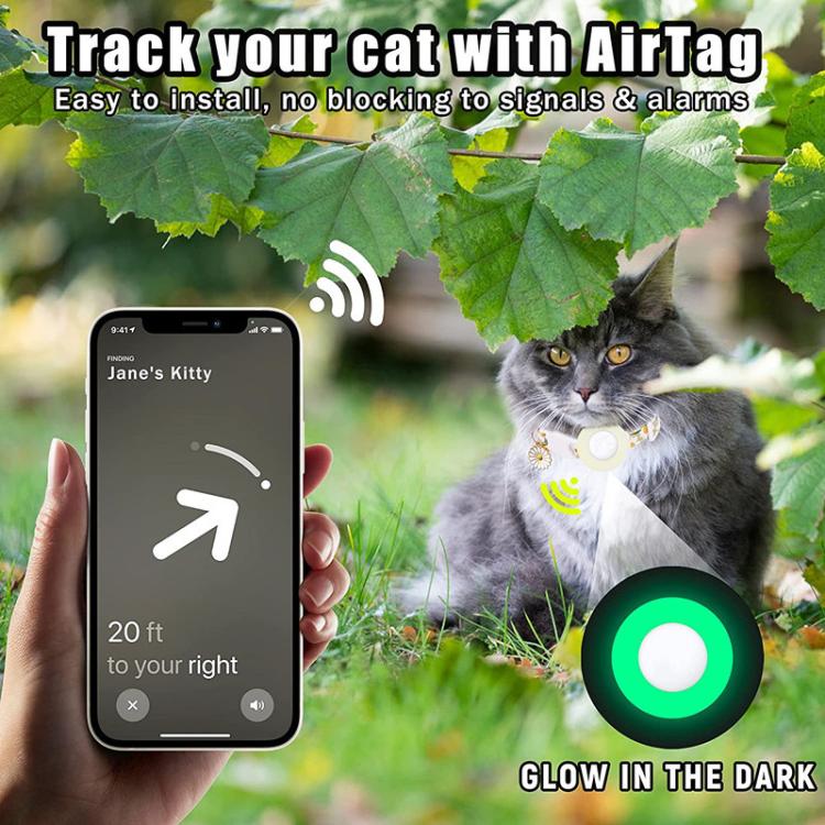 For AirTag Tracker Silicone Cover Small Daisy Pet Collar Dog Collar With Bell And Front Back Film(Yellow) - free shipping - PMC TechLife - Order now!